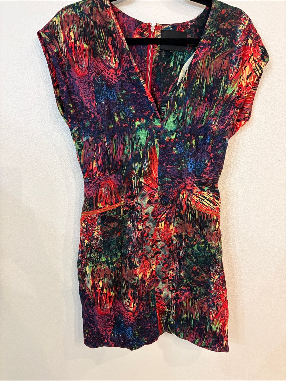 Ark & Co Multicolor Abstract Print Dress in Red, Blue & Green